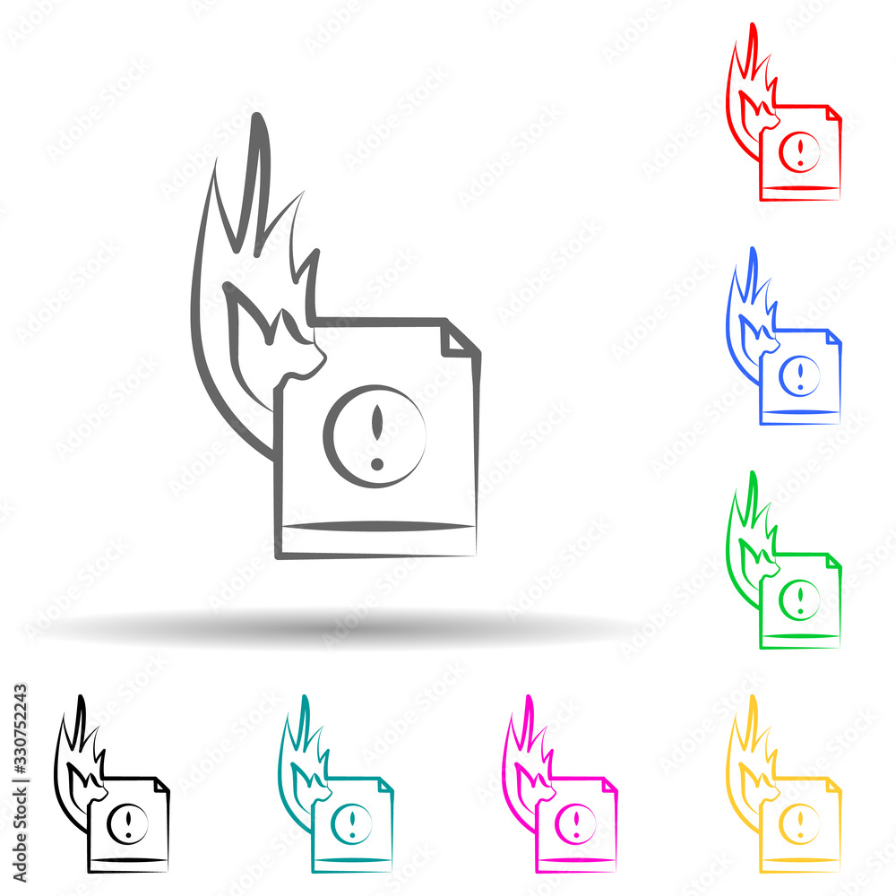 Poster fire file, criminal multi color set icon. simple thin line, outline vector of mafia icons for ui and