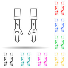 Criminal, gang, hand tattoo multi color set icon. Simple thin line, outline vector of mafia icons for ui and ux, website or mobile application