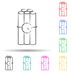 Criminal, dynamite multi color set icon. Simple thin line, outline vector of mafia icons for ui and ux, website or mobile application