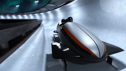 Obraz premium Bobsleigh sport in evening. Render 3D. Illustration.