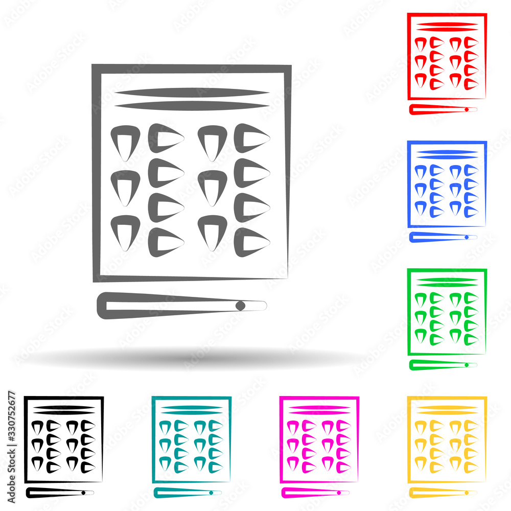Poster narcotic pills multi color set icon. simple thin line, outline vector of mafia icons for ui and ux, 