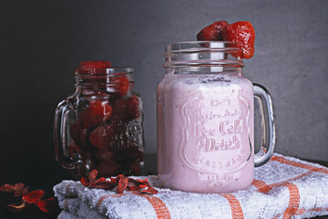Strawberry shake glass landscape wallpaper