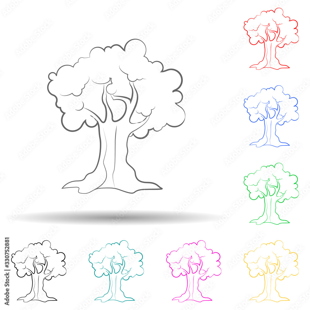 Poster grove, olive, leaf multi color set icon. simple thin line, outline vector of oliver icons for ui and