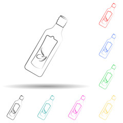 Bottle olive oil multi color set icon. Simple thin line, outline vector of oliver icons for ui and ux, website or mobile application