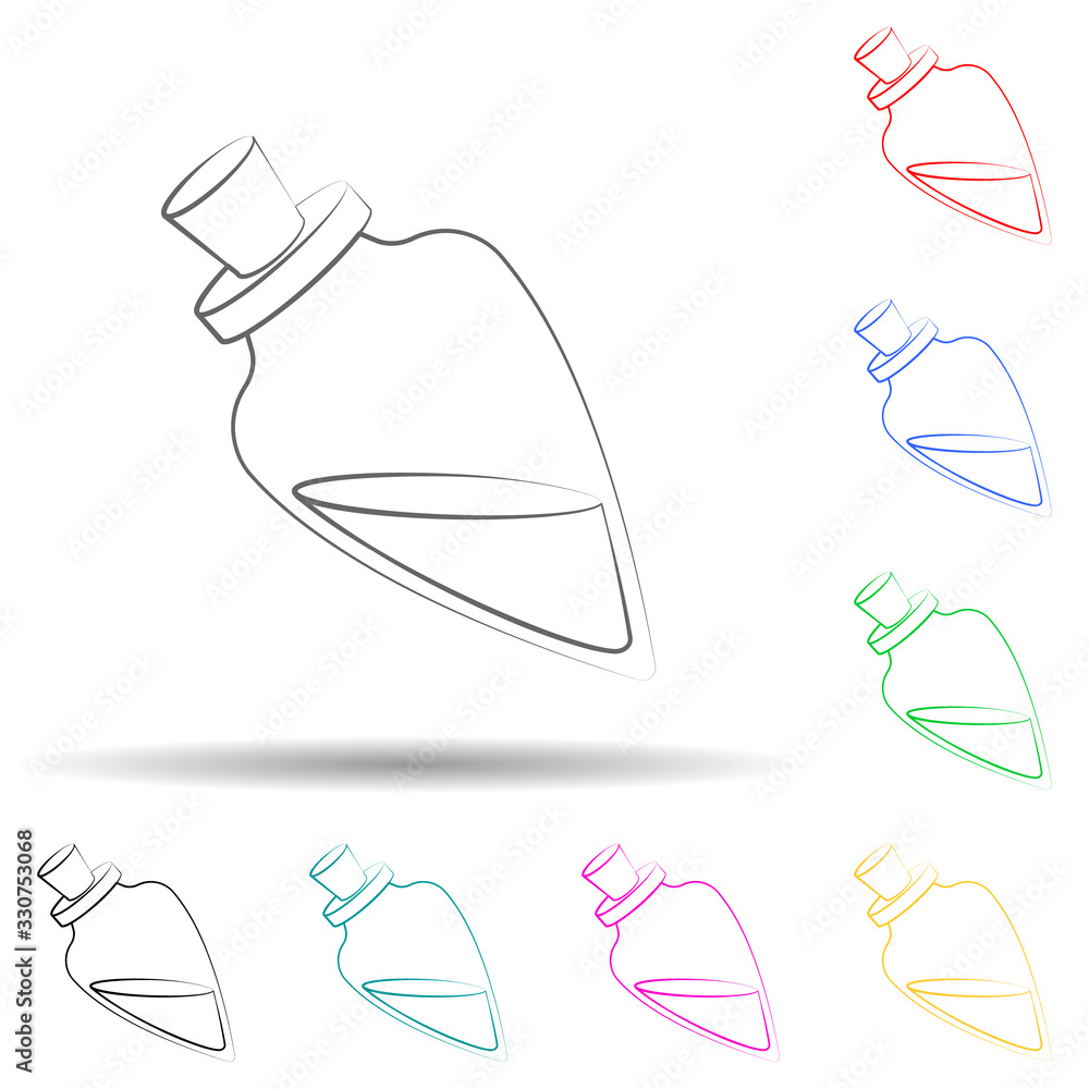 Poster olive oil bottle multi color set icon. simple thin line, outline vector of oliver icons for ui and u