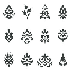 Set of simple ornamental floral designs