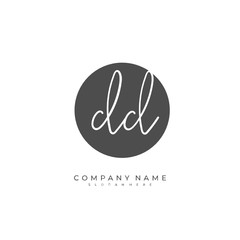 Handwritten initial letter D DD for identity and logo. Vector logo template with handwriting and signature style.