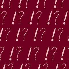 Question marks and exclamation mark seamless pattern. Vector sketch question marks and exclamation mark background