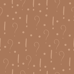 Question marks and exclamation mark seamless pattern. Vector sketch question marks and exclamation mark background
