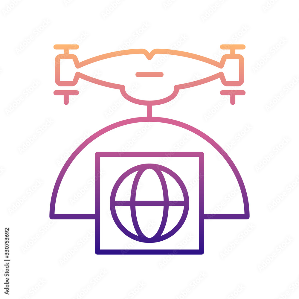Poster drone with parcel nolan icon. simple thin line, outline vector of drones icons for ui and ux, websit
