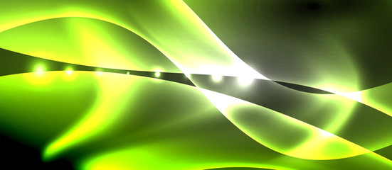 Abstract background. Shiny design neon waves with light effects, techno trendy design. Vector Illustration For Wallpaper, Banner, Background, Card, Book Illustration, landing page