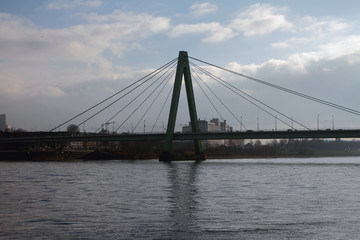 Cable-stayed bridge over Rhine River. Cologne, Germany