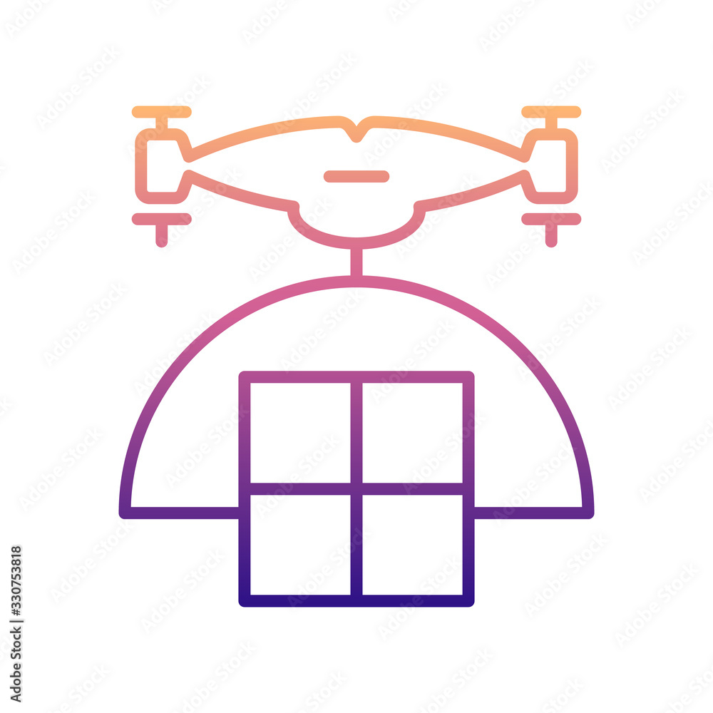 Poster drone with parcel nolan icon. simple thin line, outline vector of drones icons for ui and ux, websit