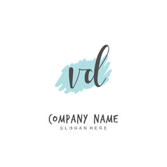 Handwritten initial letter V D VD for identity and logo. Vector logo template with handwriting and signature style.