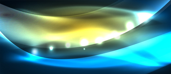 Abstract background. Shiny design neon waves with light effects, techno trendy design. Vector Illustration For Wallpaper, Banner, Background, Card, Book Illustration, landing page