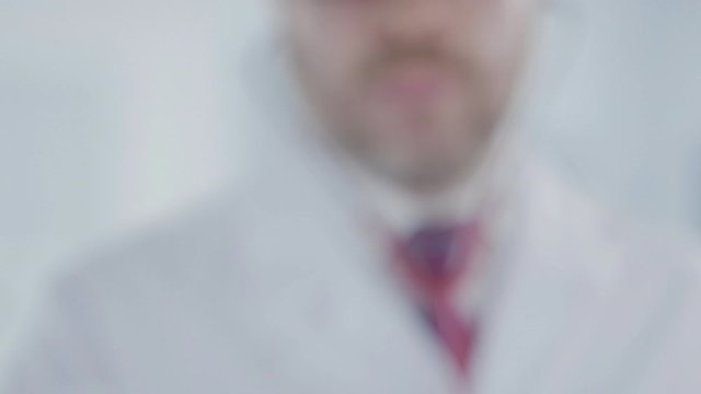 Medical doctor holds stethoscope bell with the Peruvian flag. Healthcare in Peru