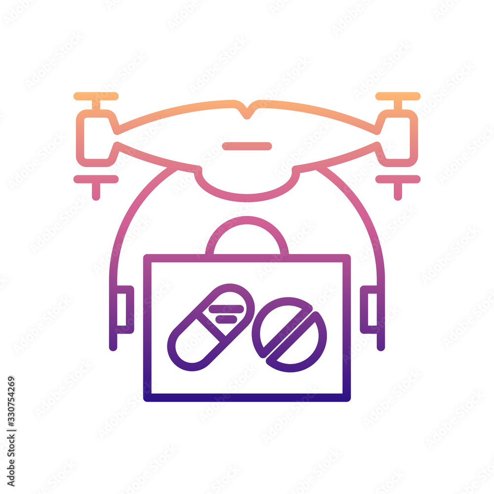 Poster drone with medicines nolan icon. simple thin line, outline vector of drones icons for ui and ux, web