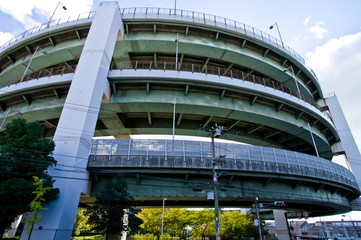 Scenery of Senbonmatsuohashi River Bridge in Osaka,Japan.