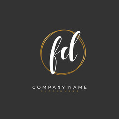 Handwritten initial letter F D FD for identity and logo. Vector logo template with handwriting and signature style.