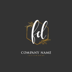 Handwritten initial letter F D FD for identity and logo. Vector logo template with handwriting and signature style.