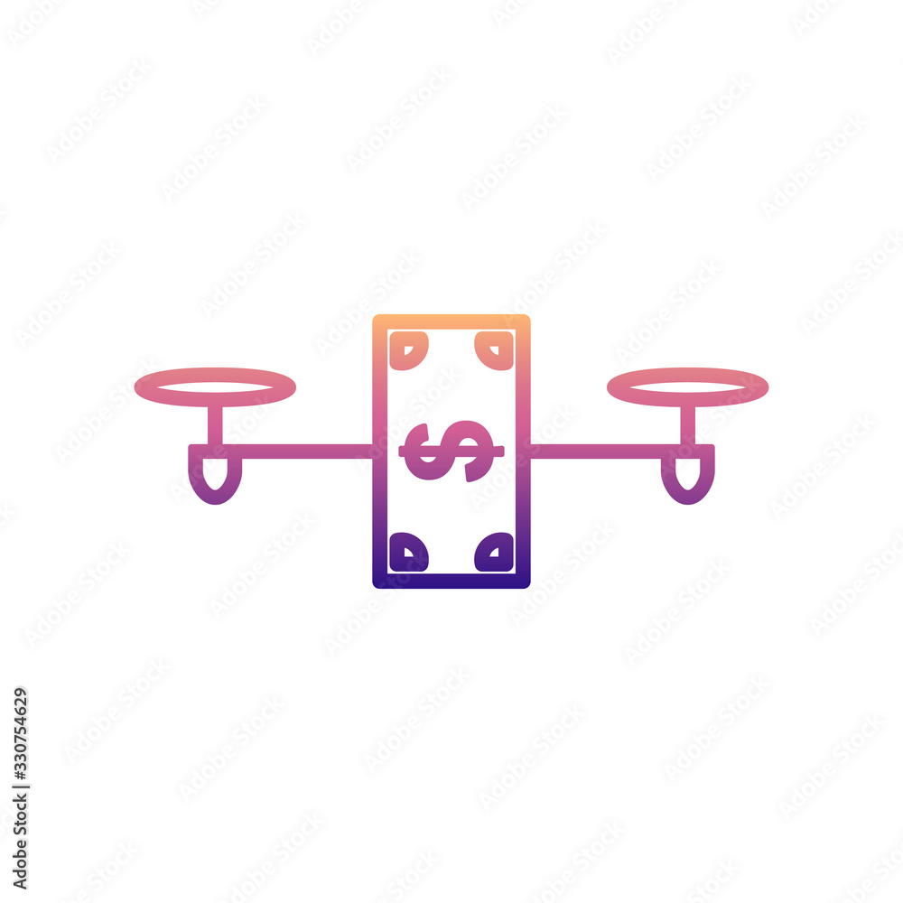 Poster drone with money nolan icon. simple thin line, outline vector of drones icons for ui and ux, website
