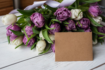 Spring flowers on a wooden - Image