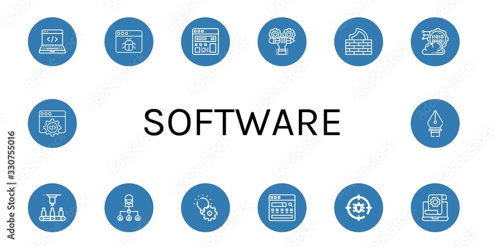 Poster software simple icons set