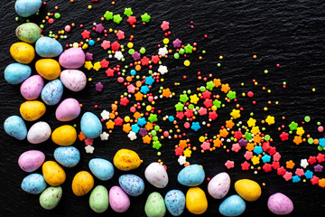 Easter background. Top view with copy space - image