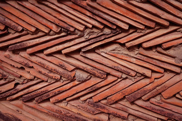 Stone and brick wall texture. Lush Lava colored bricks. Antique architectura.
