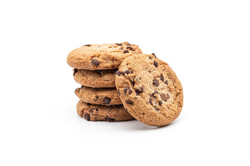 Chocolate chip cookie isolated on white background