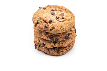 Chocolate chip cookie isolated on white background