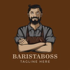 Barista coffee mixer logo template