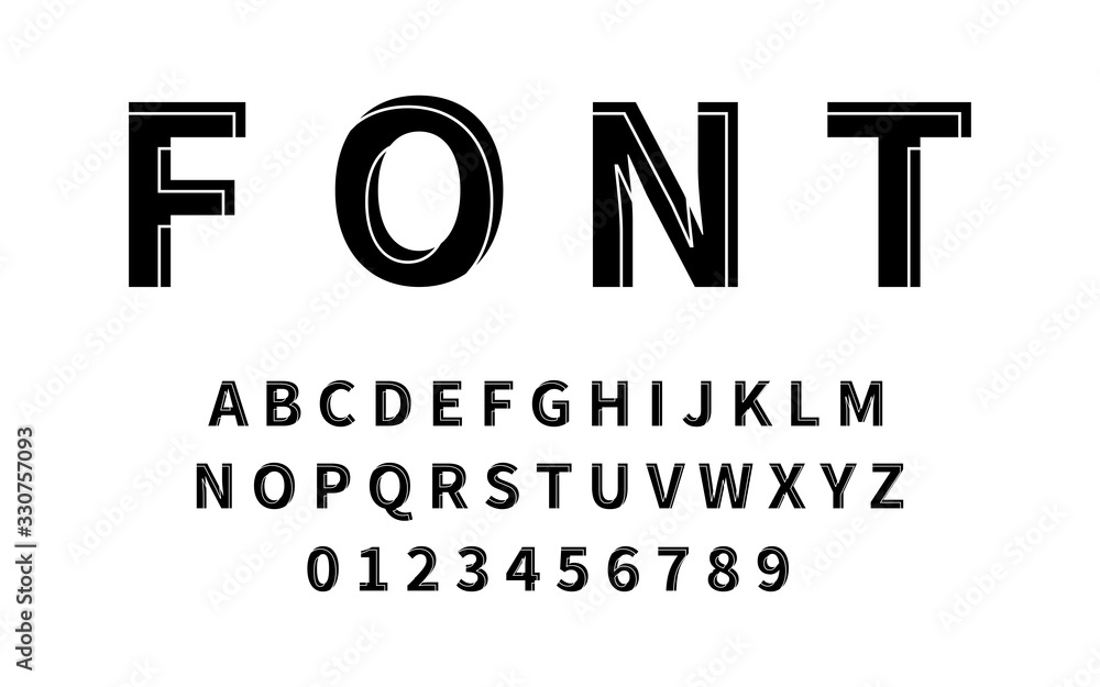 Fototapete font with letters and numbers. alphabet in latin. word font with letters and numbers in latin. vecto