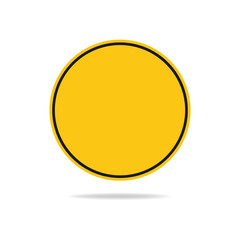 The blank round road sign has a yellow color is isolated on a white background. Flat vector illustration, eps 10.
