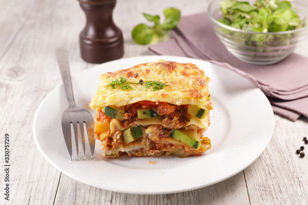 Canvas Prints vegetable lasagna with zucchini and tomato sauce