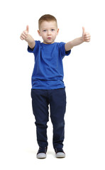 Boy kid in blue t-shirt happy smiling