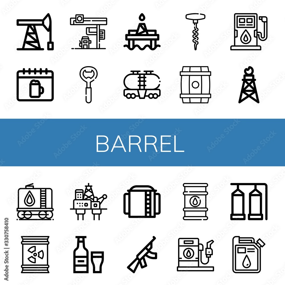 Wall mural barrel icon set