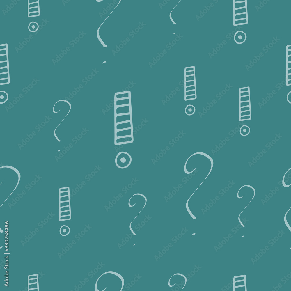 Fototapete question marks and exclamation mark seamless pattern. vector sketch question marks and exclamation m