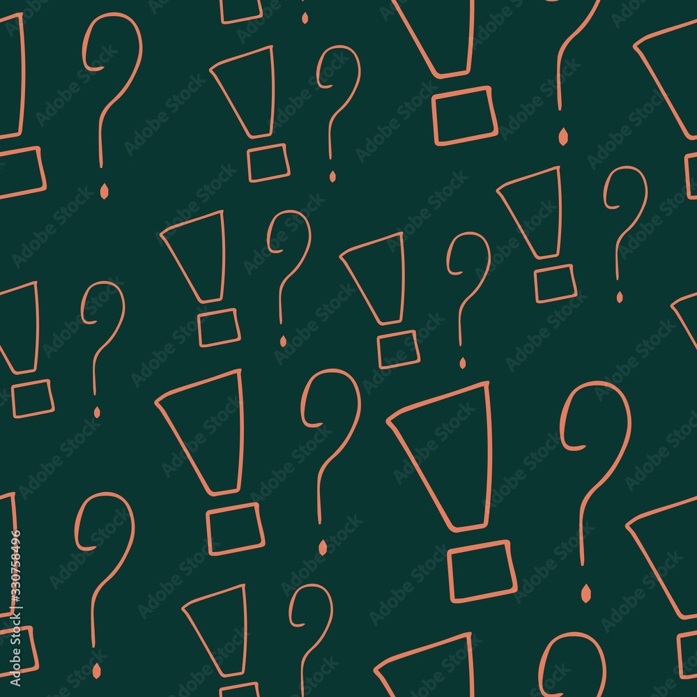 Fototapete question marks and exclamation mark seamless pattern. vector sketch question marks and exclamation m