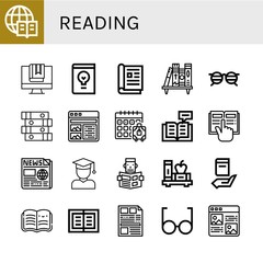 reading simple icons set
