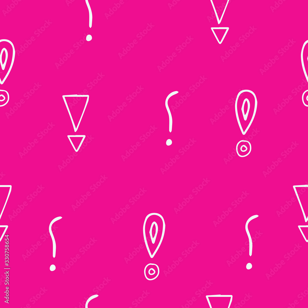 Poster exclamation mark seamless pattern. hand drawn vector elements.vector sketch question marks backgroun