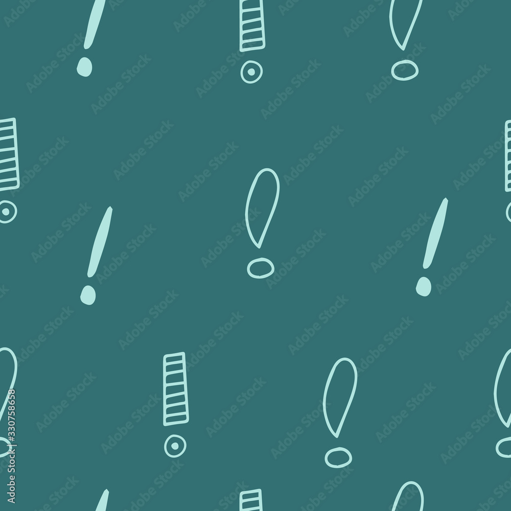 Poster exclamation mark seamless pattern. hand drawn vector elements.vector sketch question marks backgroun