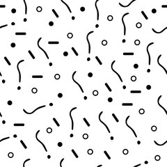 Exclamation mark seamless pattern on white background. Hand drawn vector elements.Vector sketch question marks background