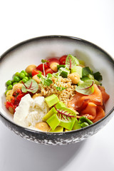 Couscous with salmon and fresh vegetables