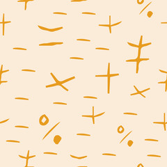 Mathematics geometric seamless pattern. Background from minus, plus, equal, not equal, division, multiplication, percent