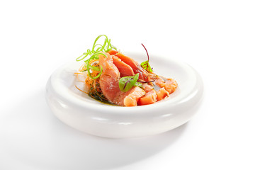 Tataki salmon side view