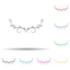 Decorative floral ornament for text multi color set icon. Simple thin line, outline vector of decorative floral icons for ui and ux, website or mobile application