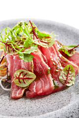 Tataki tuna closeup view