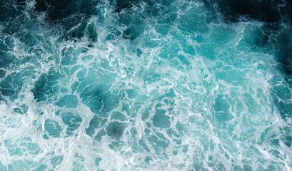 Blue frothy surface of sea