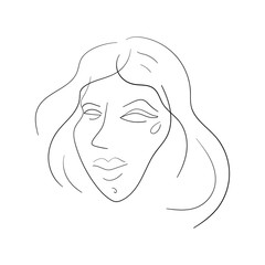 Continuous line, drawing of  face, flat concept, with geometric doodle Abstract elements  one line continuous drawing. vector illustration